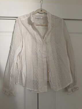 Frame Denim White Eyelet Button-Down Blouse
